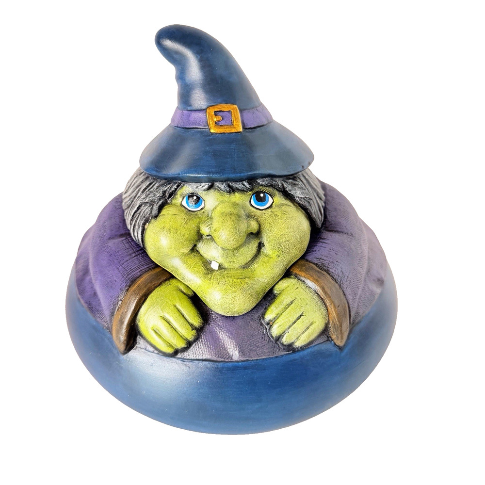 Vintage Ceramic Chunky Witch Halloween Candy Kiss Treat Dish Kitschy